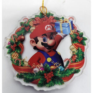 Super Mario Bros. Dual Sided Hanging Acrylic Christmas Ornament, 3 x 3" in Size